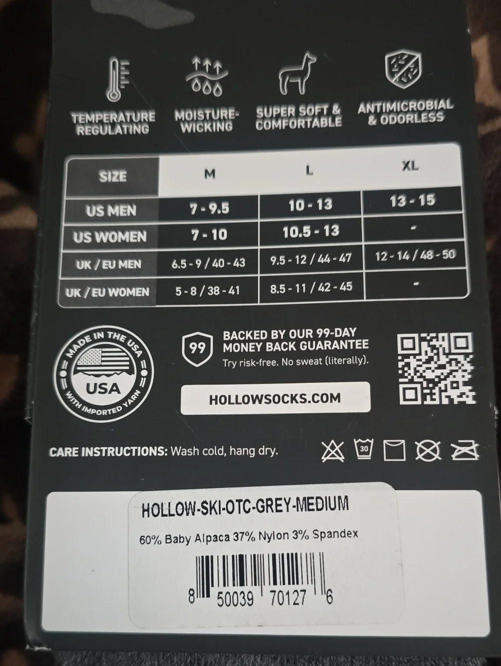 HOLLOW SNOW PERFORMANCE ALPACA SOCKS NWT